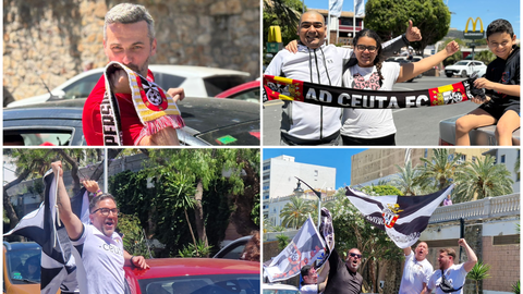 Celebraci&oacute;n de la afici&oacute;n de la AD Ceuta FC del hist&oacute;rico ascenso