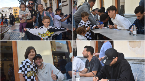 Firma de aut&oacute;grafos de la AD Ceuta FC / Rafa B&aacute;ez