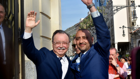 El presidente de la Ciudad junto al presidente de la AD Ceuta FC en el acto de celebraci&oacute;n del ascenso a Liga Hypermotion.