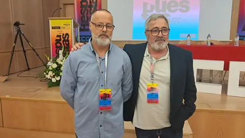 Nuevo secretario General de CCOO, &Aacute;ngel Lara (izda) y anterior, Emilio Postigo (Dcha) / C&eacute;sar Mart&iacute;n