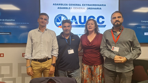 El Secretario Jur&iacute;dico Provincial de la Delegaci&oacute;n de AUGC en Ceuta,  Manuel Morante, junto con el Secretario General Juan Fern&aacute;ndez, el Secretario de Organizaci&oacute;n Germ&aacute;n G&oacute;mez y la Secretaria de Igualdad, Alicia S&aacute;nchez / AUGC