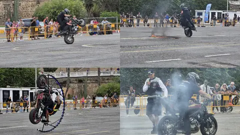 El show stunt de Miguel Corredoira hace las delicias de los participantes en la IV Concentraci&oacute;n Motera Ciudad de Ceuta / Laura Ortiz