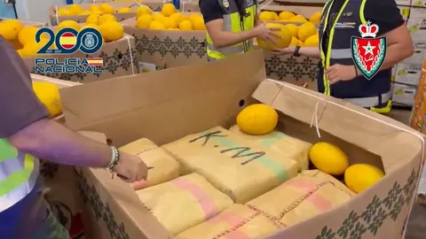 9.300 kilos de hach&iacute;s&nbsp;ocultos entre la carga / Polic&iacute;a Nacional