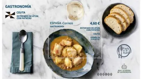 Serie filat&eacute;lica 'Gastronom&iacute;a: Espa&ntilde;a en 19 platos',&nbsp;rindiendo homenaje en esta ocasi&oacute;n a la cocina tradicional de Ceuta