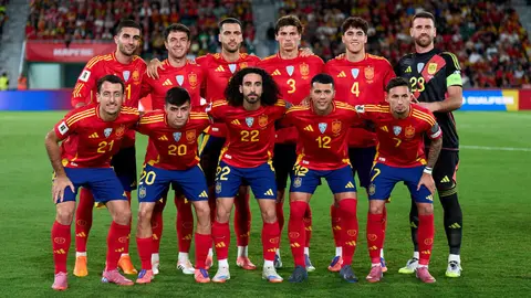 Once inicial de Espa&ntilde;a ante Georgia. Foto: Se F&uacute;tbol