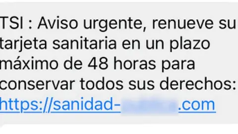 Mensaje recibido previo a la estafa /
