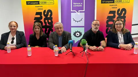 Representaci&oacute;n de CCOO en la rueda de prensa de esta ma&ntilde;ana / Alma Palomino