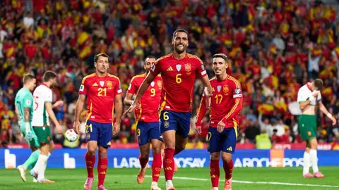 Mikel Merino celebrando un gol con la Selecci&oacute;n Espa&ntilde;ola. Foto: Se F&uacute;tbol