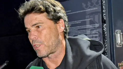Rubi, t&eacute;cnico de la UD Almer&iacute;a, a la salida del Alfonso Murube / Rafa B&aacute;ez