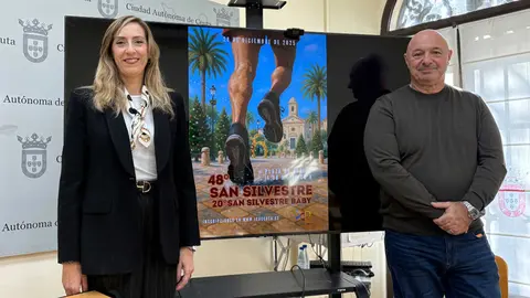 Nicola Cecchi y Araceli Garc&iacute;a en la presentaci&oacute;n de la San Silvestre ICD / Alma Palomino