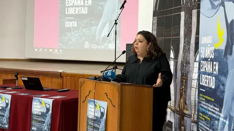 Cristina P&eacute;rez durante su intervenci&oacute;n en la inauguraci&oacute;n Democracia, Igualdad, Convivencia y Libertad / Alma Palomino