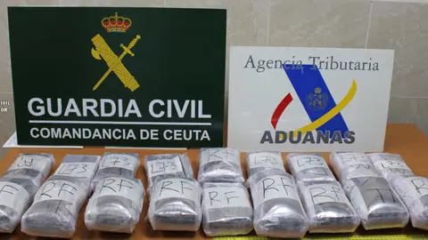 La Guardia Civil ha intervenido m&aacute;s de 20 kilogramos de resina de hach&iacute;s en Ceuta en dos operativos separados, que se saldaron con la detenci&oacute;n de dos personas por presunto tr&aacute;fico de drogas
