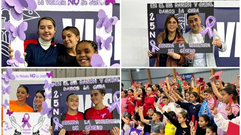 El Club Balonmano Ram&oacute;n y Cajal dice 'No' a la Violencia de G&eacute;nero. Foto: Mohamed Ettouileb