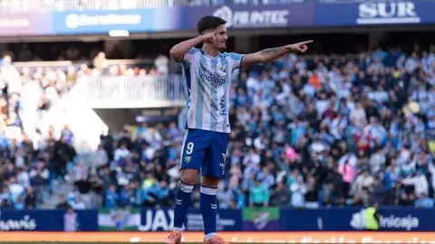 'Chupe' celebrando un gol. Foto: M&aacute;laga CF.