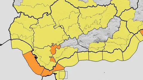 Previsi&oacute;n meteorol&oacute;gica en el Estrecho de Gibraltar y el Ceuta el s&aacute;bado 7 de febrero. Imagen: AEMET Andaluc&iacute;a