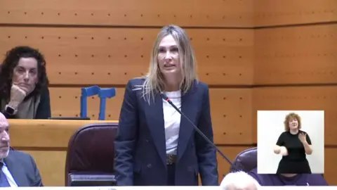 Cristina D&iacute;az durante su intervenci&oacute;n en la sesi&oacute;n de control al Gobierno celebrada en el Pleno del&nbsp;Senado de Espa&ntilde;a