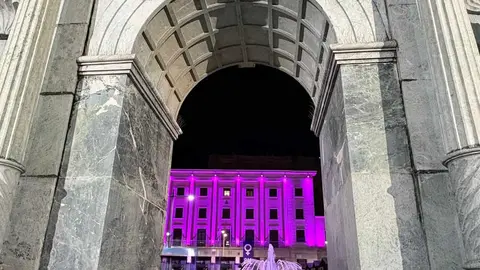La Delegaci&oacute;n del Gobierno iluminada en morado