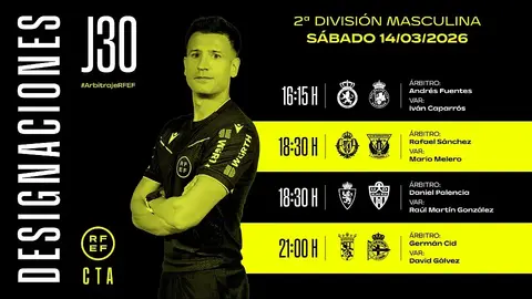 Designaci&oacute;n arbitral para el s&aacute;bado en la Liga Hypermotion.