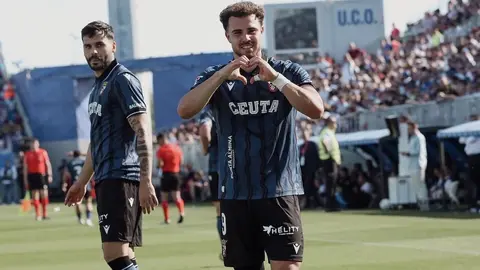 Marcos Fern&aacute;ndez, autor del 2-2 frente al Zaragoza. Foto: Zaki / AD Ceuta FC.