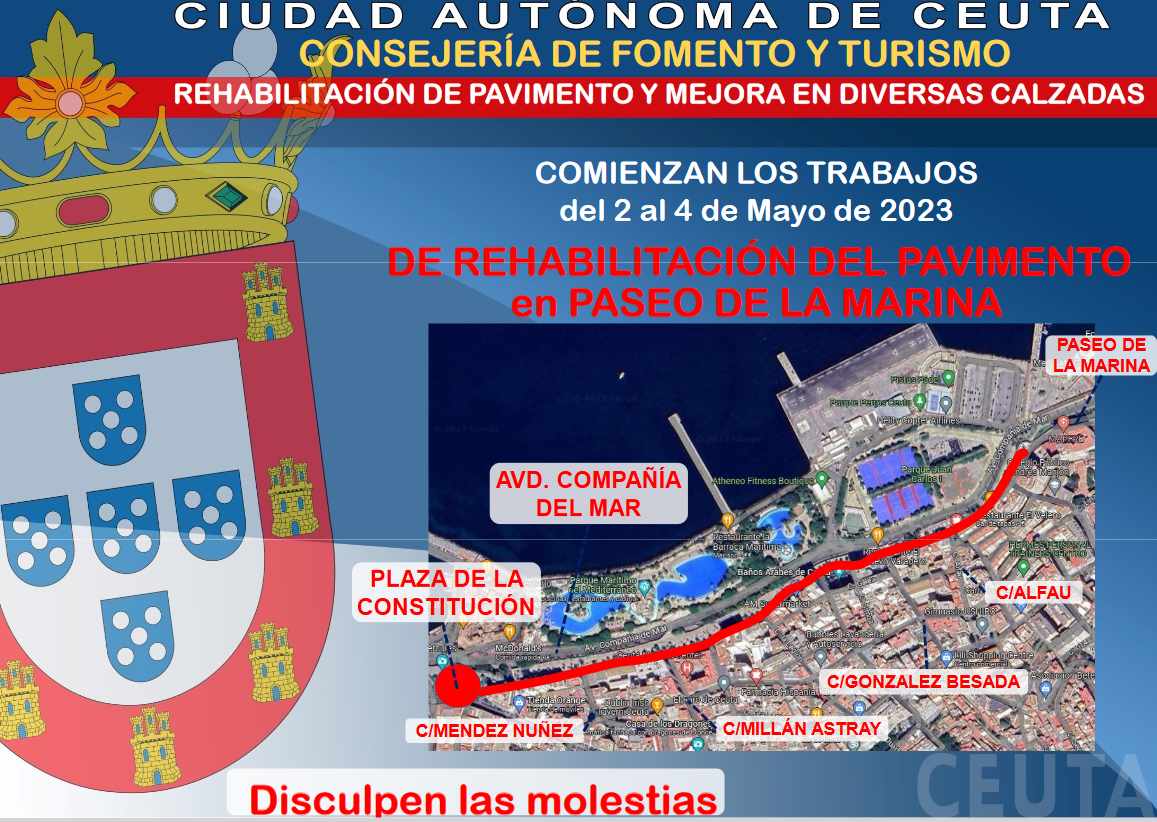 Obras de asfaltado en Marina Española / Foto: Ciudad Autónoma