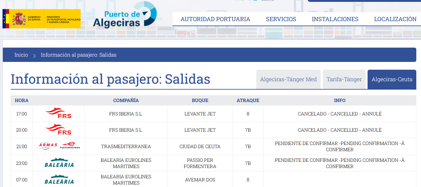 Salidas desde Algeciras