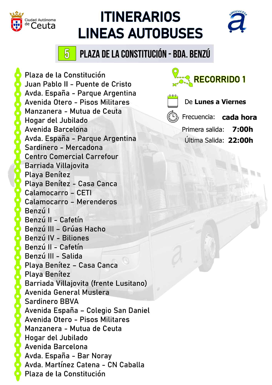 Recorrido de la Línea 5 de autobús / AMGEVICESA