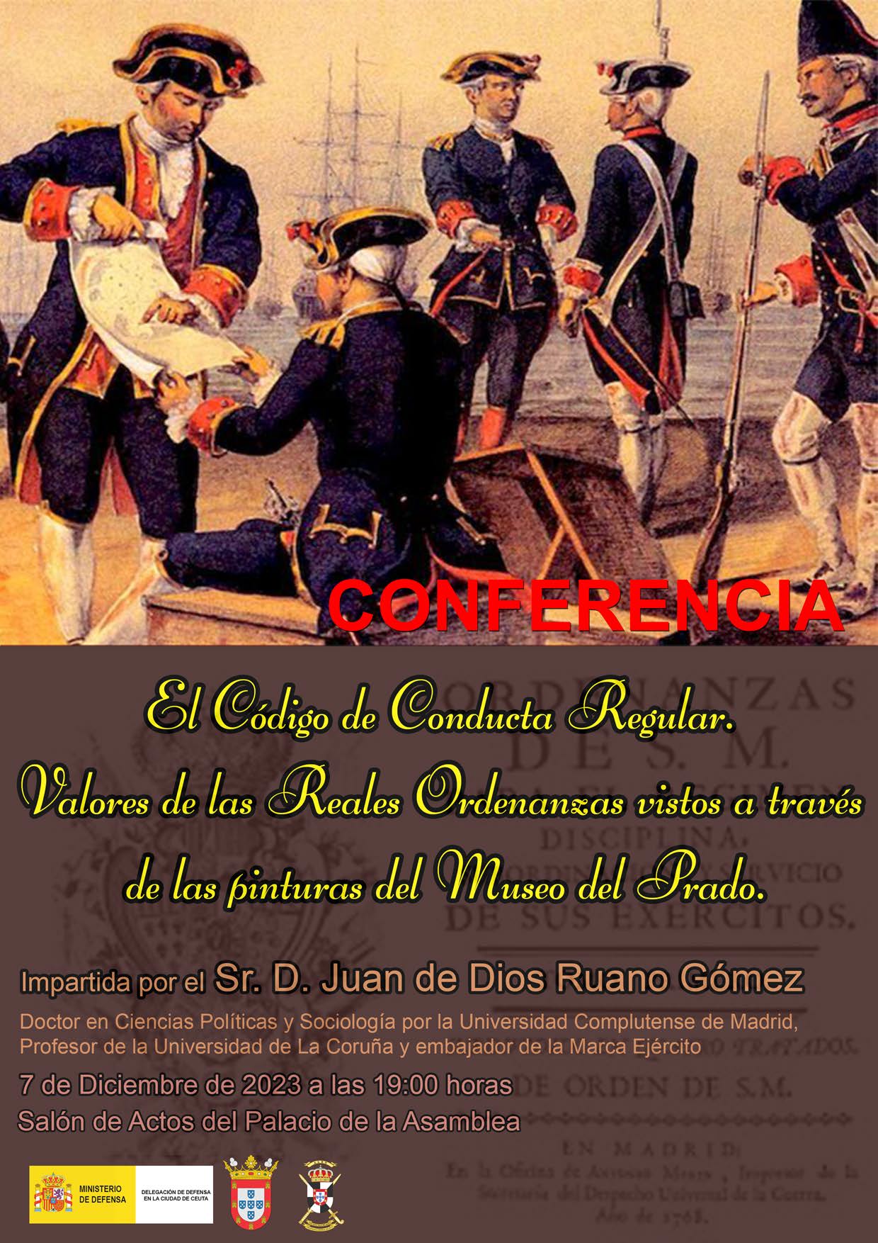 Cartel Conferencia El código de conducta Regular. Valores de las RROO vistos a través de las pinturas del Museo del Prado