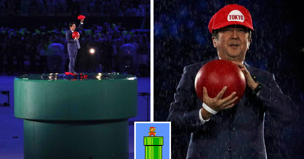 Shinzo Abe se quita el traje de Mario Bros en Maracaná