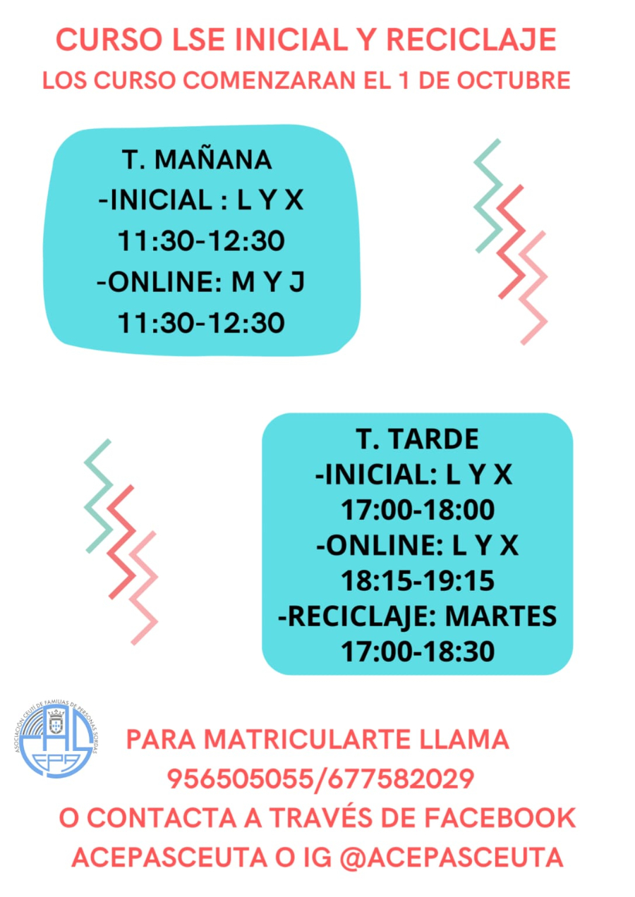 Turnos y horarios de los cursos impartidos por ACEPAS