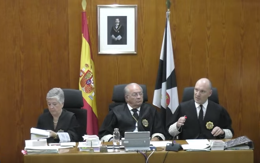 Rosa de Castro y Fernando Tesón escuchan las explicaciones de Emilio Salinas
