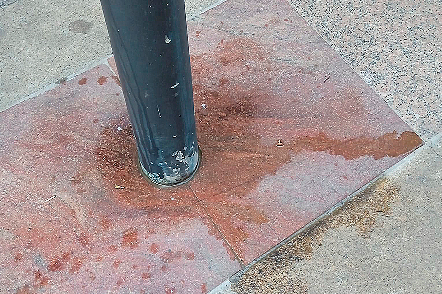 Orina en una farola