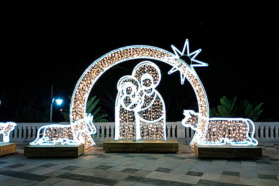 Luces navideñas iluminando el Paseo de la Marina / César Martín