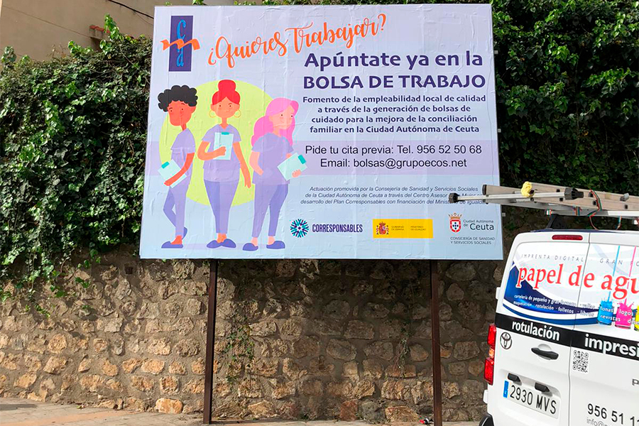 Cartelería y vallas publicitarias de la bolsa de cuidado