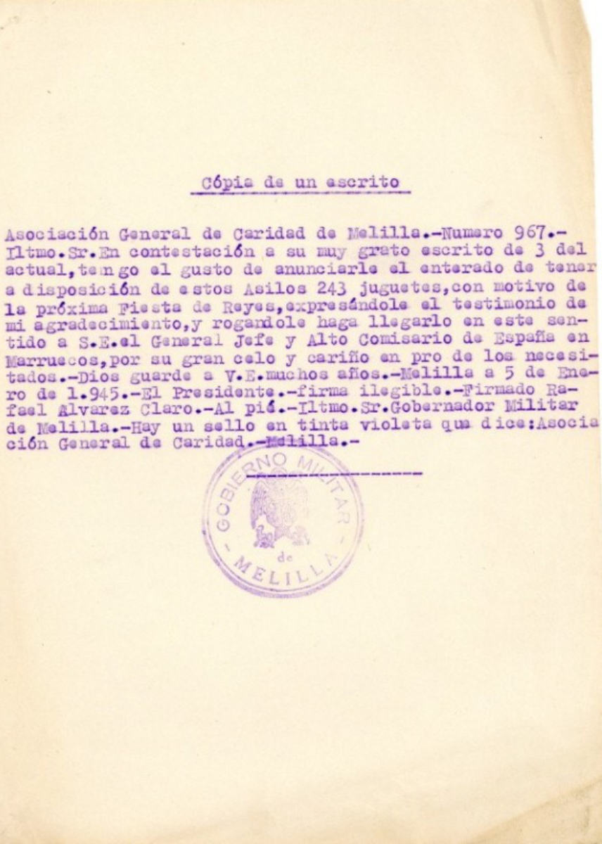 Cartas de agradecimientos de instituciones de Melilla