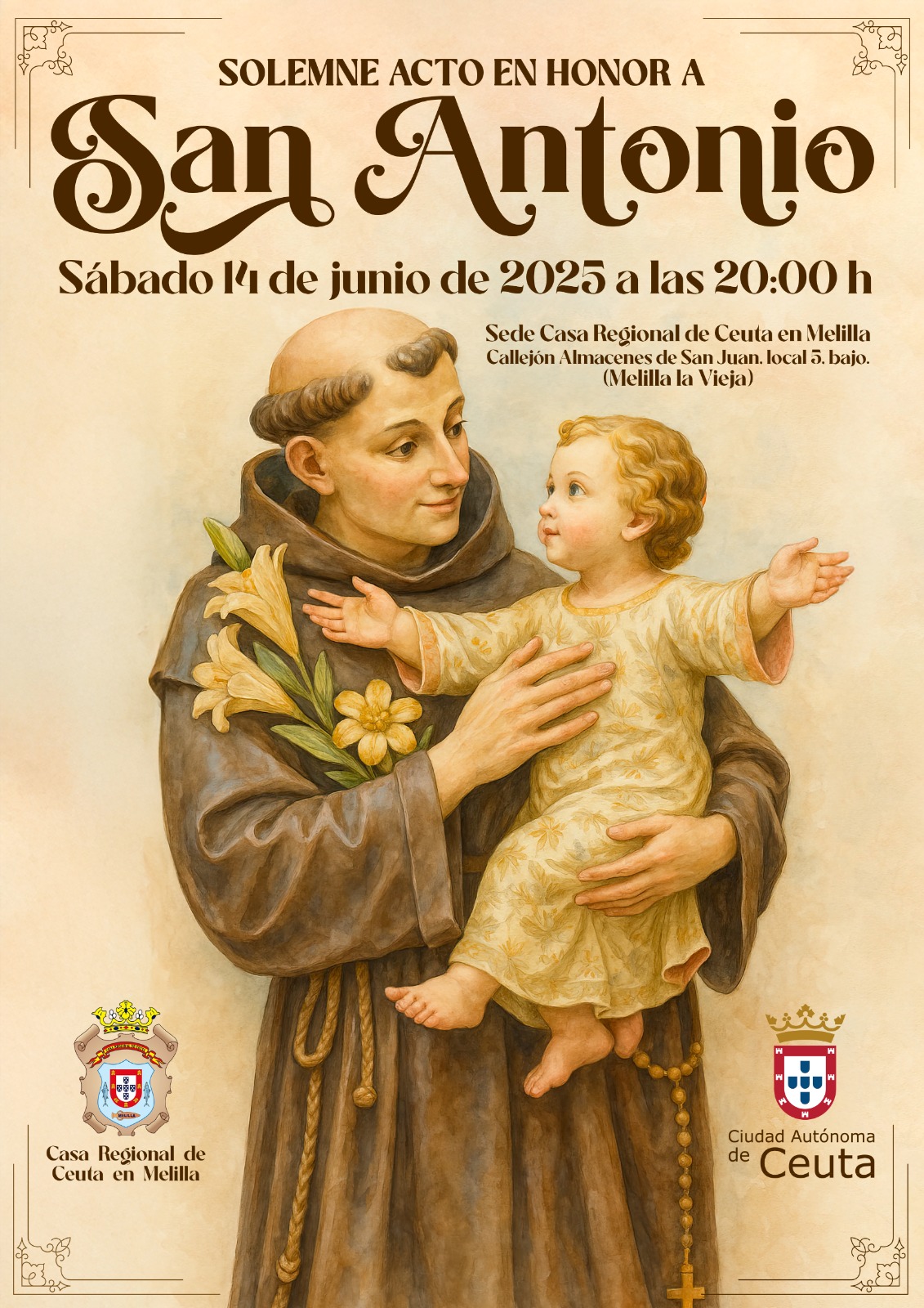 Cartel de San Antonio en la Casa de Ceuta en Melilla