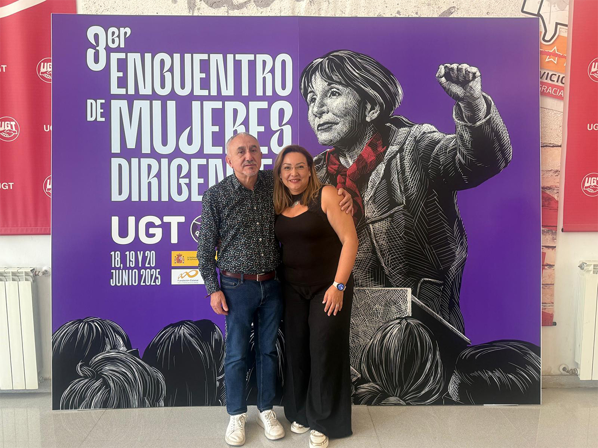 Yolanda Aparicio y el secretario general confederal de UGT, Pepe Álvarez