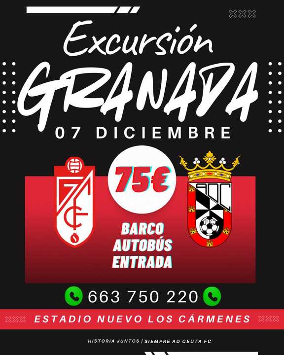 Excursión de la afición de la AD Ceuta FC a granada del próximo domingo