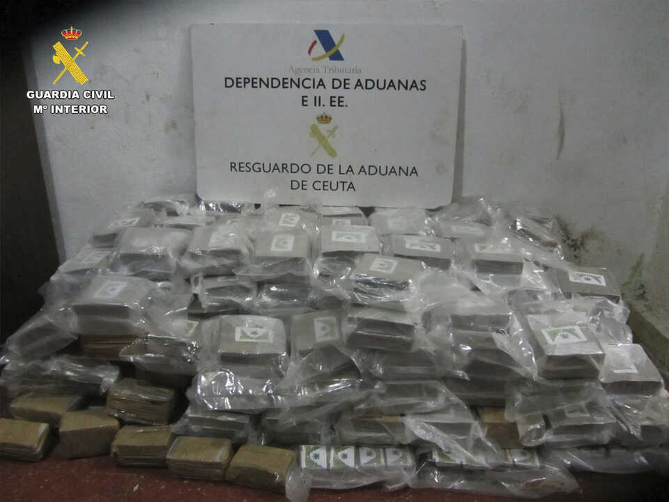 Droga intervenida en la aduana del Tarajal