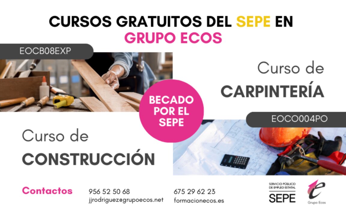 Últimas plazas disponibles para dos cursos gratuitos del SEPE en Grupo Ecos